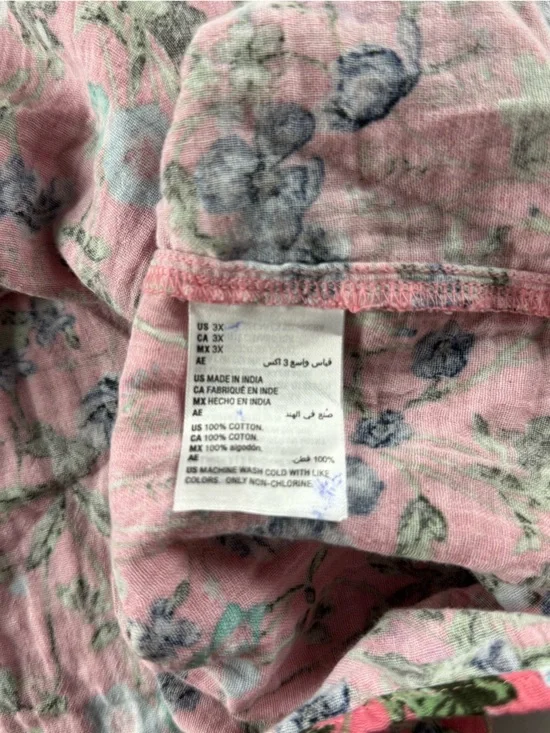 Style & Co Floral Cotton Gauze Blouse Top Long Sleeve Pink Boho Peasant Fairy 3X - Picture 6 of 10